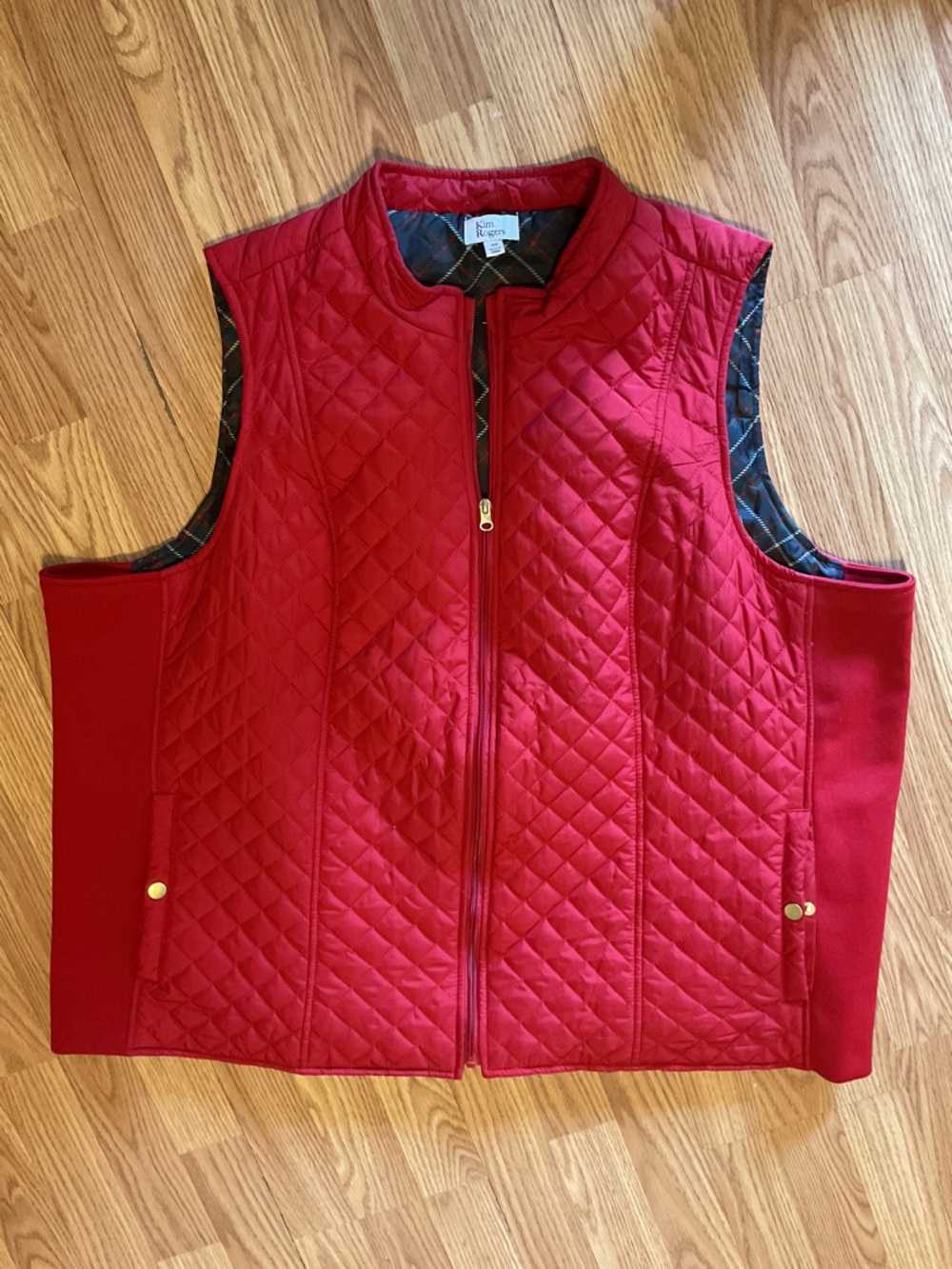 Kim Rogers 3X Quilted Red Vest Classic Women's Outerwear 56x29